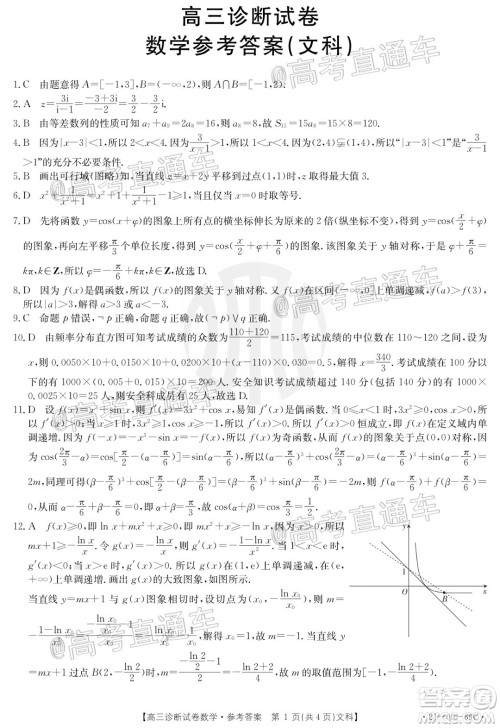 2021届仁寿零诊高三诊断试卷文理科数学试题及答案