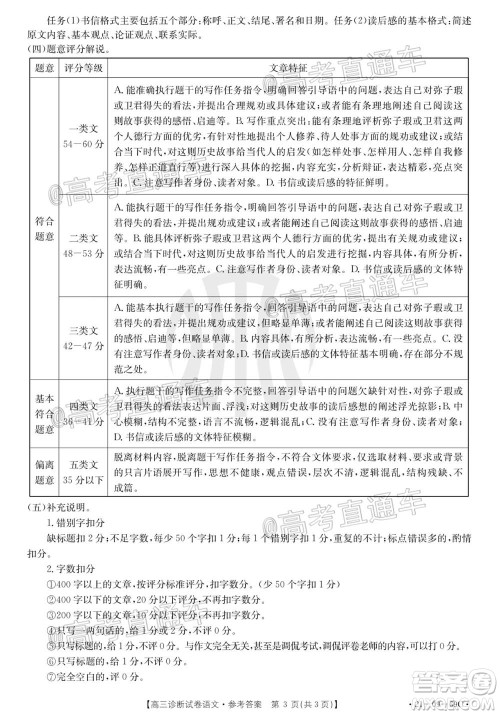 2021届仁寿零诊高三诊断试卷语文试题及答案