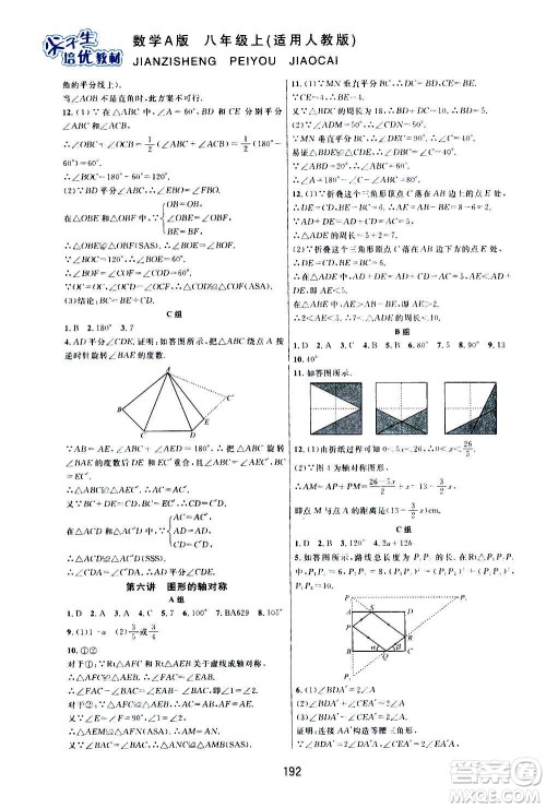 华东师范大学出版社2020尖子生培优教材八年级上册数学人教版A版答案