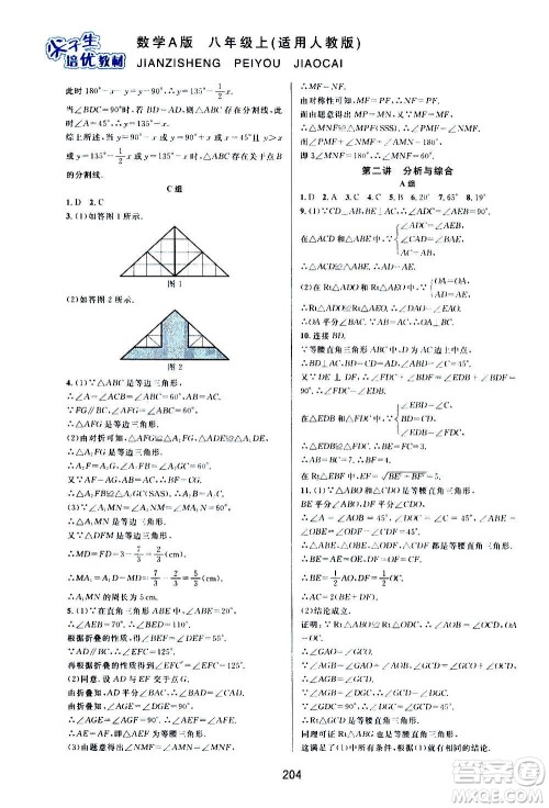 华东师范大学出版社2020尖子生培优教材八年级上册数学人教版A版答案