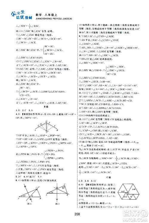 浙江教育出版社2020尖子生培优教材八年级上册数学浙教版双色版答案