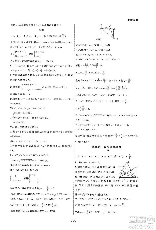 浙江教育出版社2020尖子生培优教材八年级上册数学浙教版双色版答案