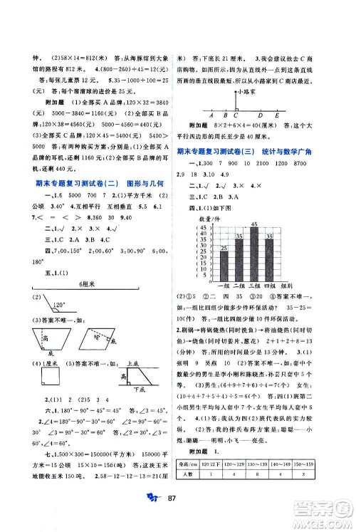 广西教育出版社2020小学新课程学习与测评单元双测数学四年级上册A版答案