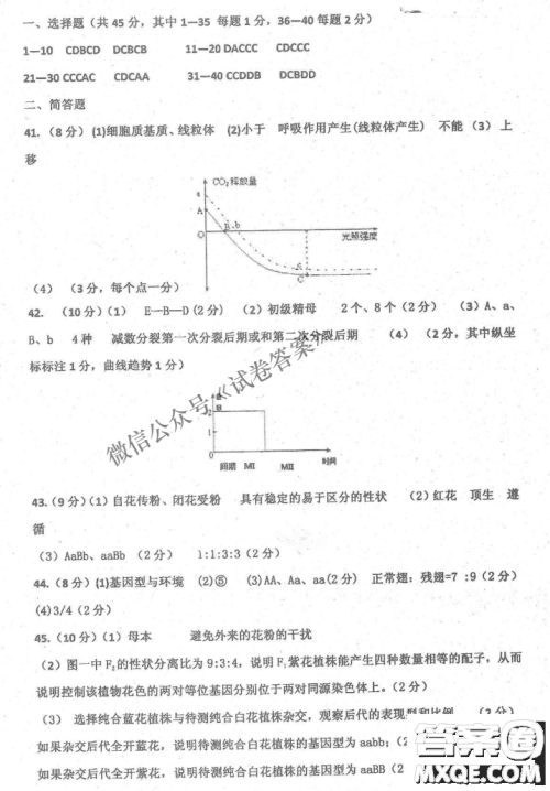 2020年衡水中学高三年级期中考试生物试卷及答案