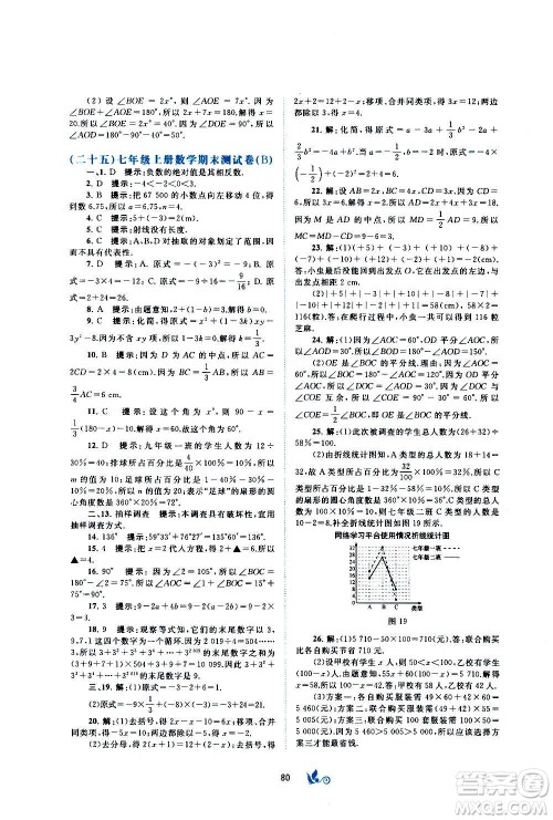 广西教育出版社2020初中新课程学习与测评单元双测数学七年级上册B版答案 广西教育出版社2020初中新课程学习与测评单元双测数学七年级上册B版答案