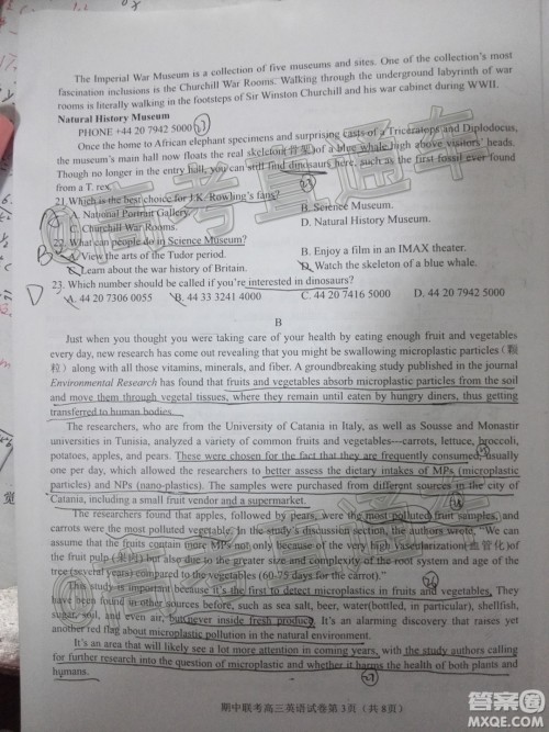 2020-2021学年度第一学期赣州市十五县市十六校期中联考高三英语试卷及答案 2020-2021学年度第一学期赣州市十五县市十六校期中联考高三英语试卷及答案