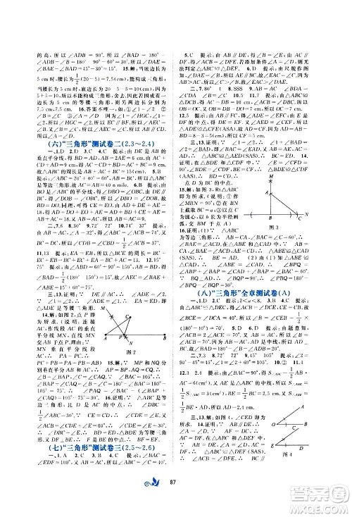 广西教育出版社2020初中新课程学习与测评单元双测数学八年级上册B版答案