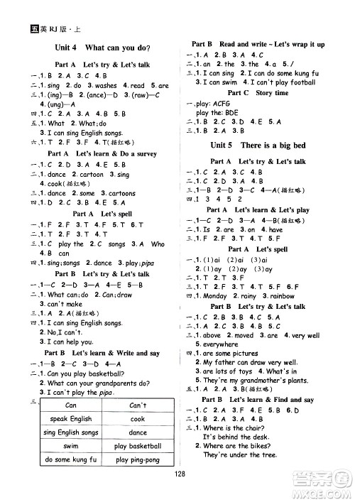 2020年龙门之星英语五年级上册RJ人教版答案