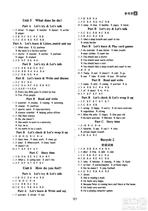 2020年龙门之星英语六年级上册RJ人教版答案