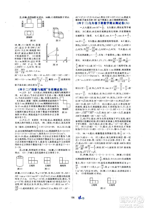 广西教育出版社2020初中新课程学习与测评单元双测数学九年级全一册A版答案