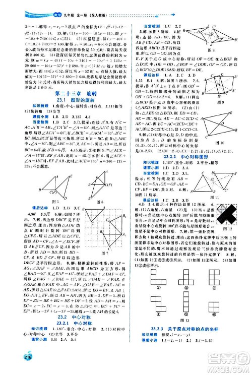 广西教育出版社2020新课程学习与测评同步学习数学九年级全一册人教版答案