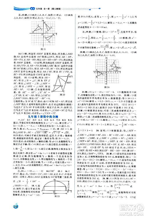 广西教育出版社2020新课程学习与测评同步学习数学九年级全一册人教版答案