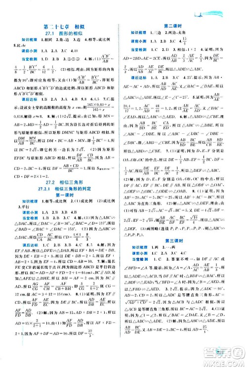 广西教育出版社2020新课程学习与测评同步学习数学九年级全一册人教版答案