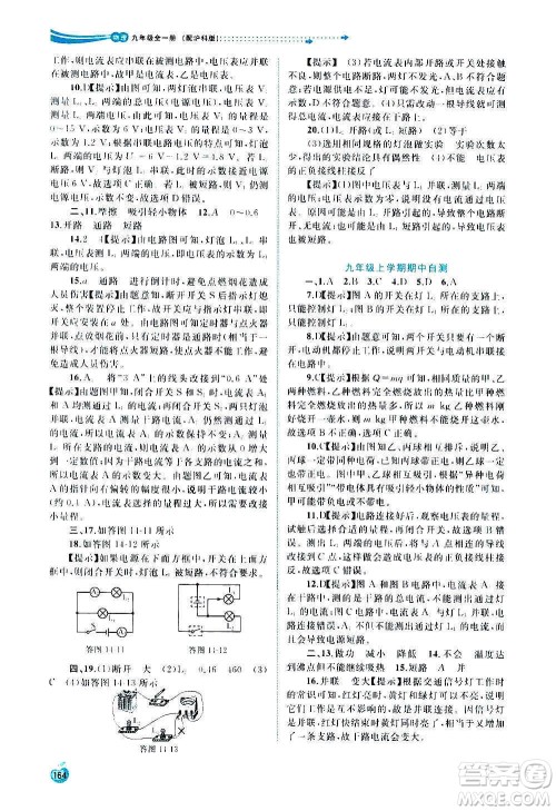 广西教育出版社2020新课程学习与测评同步学习物理九年级全一册沪科版答案