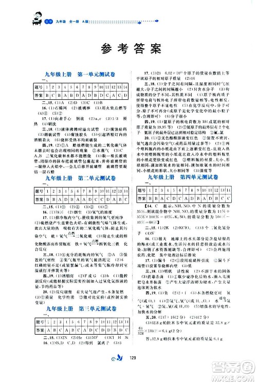 广西教育出版社2020初中新课程学习与测评单元双测化学九年级全一册A版答案