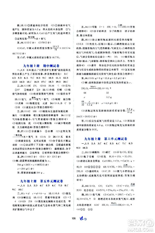 广西教育出版社2020初中新课程学习与测评单元双测化学九年级全一册C版答案