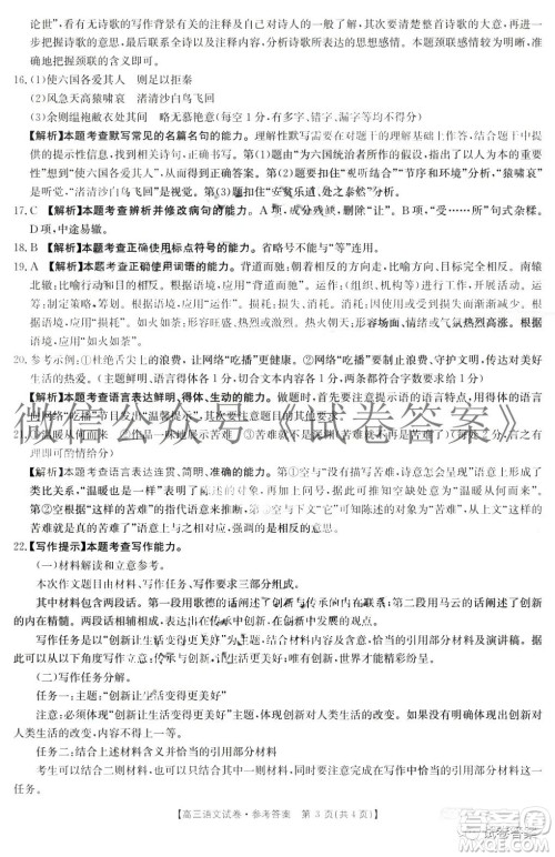 2021届高三金太阳11月联考语文试题及答案
