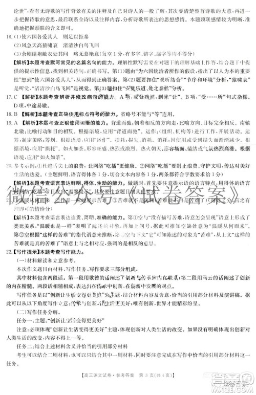 2021届高三金太阳11月联考语文试题及答案