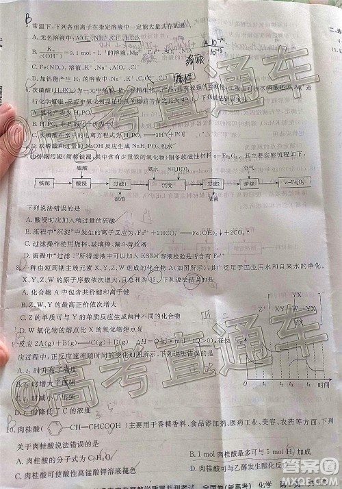 百校联盟2021届普通高中教育教学质量监测考试全国卷新高考化学试题及答案
