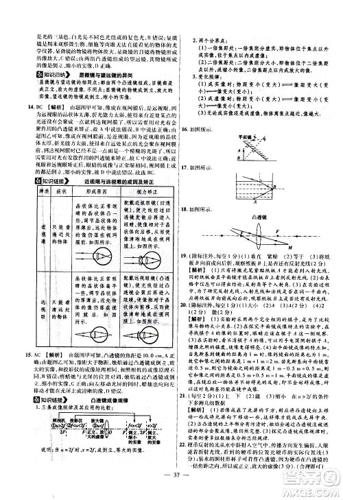 2021版金考卷活页题选名师名题单元双测卷物理八年级上册HK沪科版答案