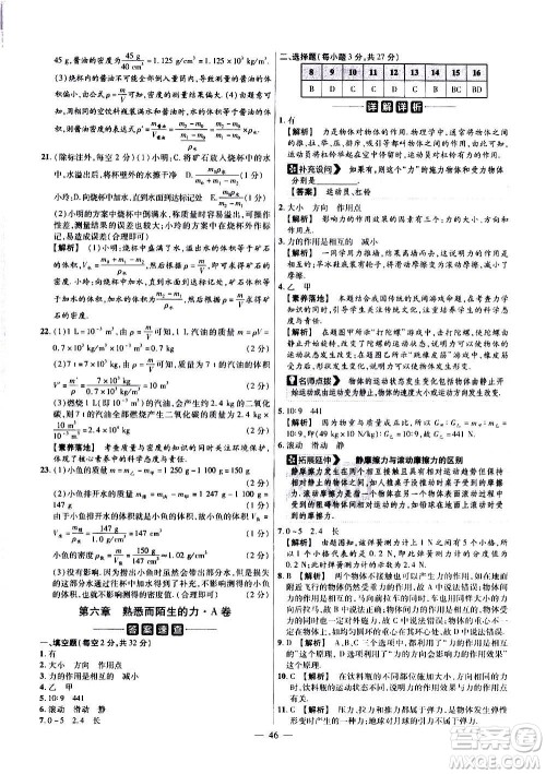2021版金考卷活页题选名师名题单元双测卷物理八年级上册HK沪科版答案 2021版金考卷活页题选名师名题单元双测卷物理八年级上册HK沪科版答案