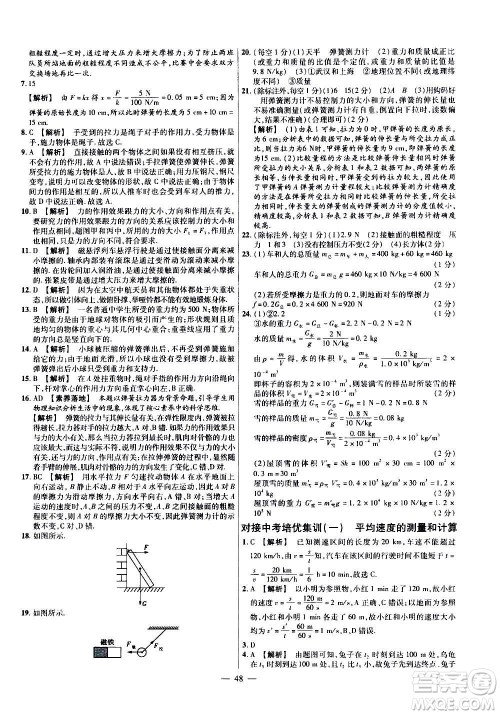 2021版金考卷活页题选名师名题单元双测卷物理八年级上册HK沪科版答案