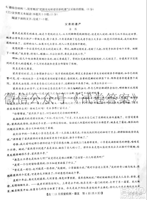 九师联盟2020-2021学年高三11月质量检测语文试题及答案 九师联盟2020-2021学年高三11月质量检测语文试题及答案