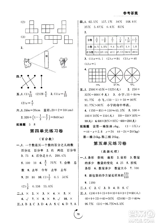 宁波出版社2020年浙江好卷数学六年级上册BS北师版答案