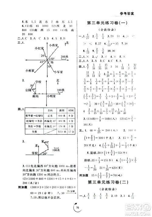 宁波出版社2020年浙江好卷数学六年级上册RJ人教版答案