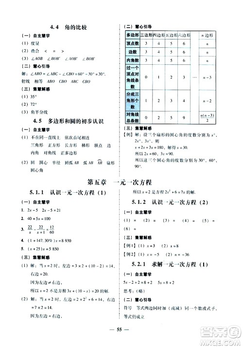 广东经济出版社2020年百分导学数学七年级上册BS北师版答案
