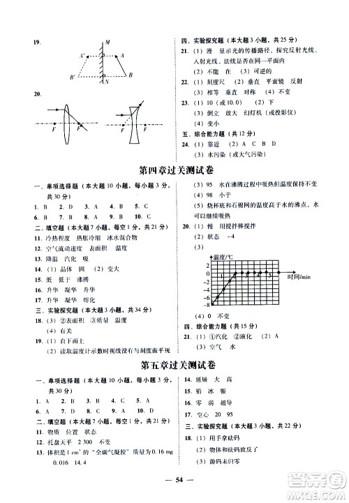 广东经济出版社2020年百分导学物理八年级上册YH粤沪版答案