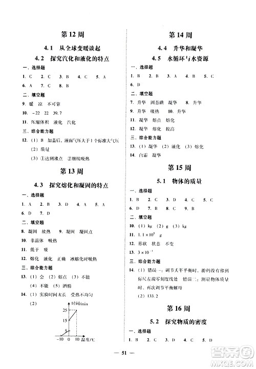 广东经济出版社2020年百分导学物理八年级上册YH粤沪版答案 广东经济出版社2020年百分导学物理八年级上册YH粤沪版答案