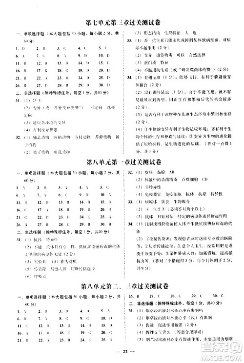 广东经济出版社2020年百分导学生物学八年级全一册统编版答案