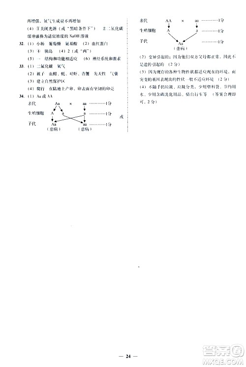 广东经济出版社2020年百分导学生物学八年级全一册统编版答案