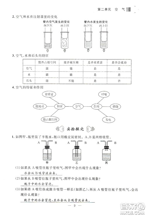 宁波出版社2020迎考复习清单三年级科学上册答案