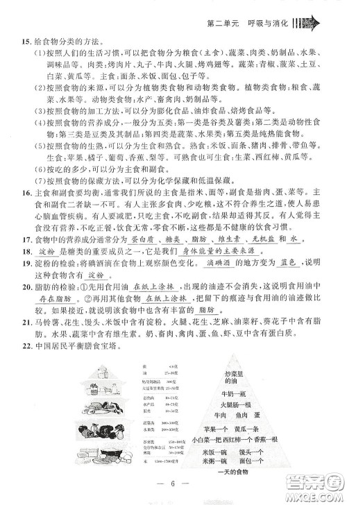 宁波出版社2020迎考复习清单四年级科学上册答案