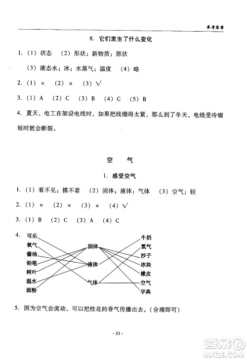 教育科学出版社2020年优质课堂导学案科学三年级上册教科版答案