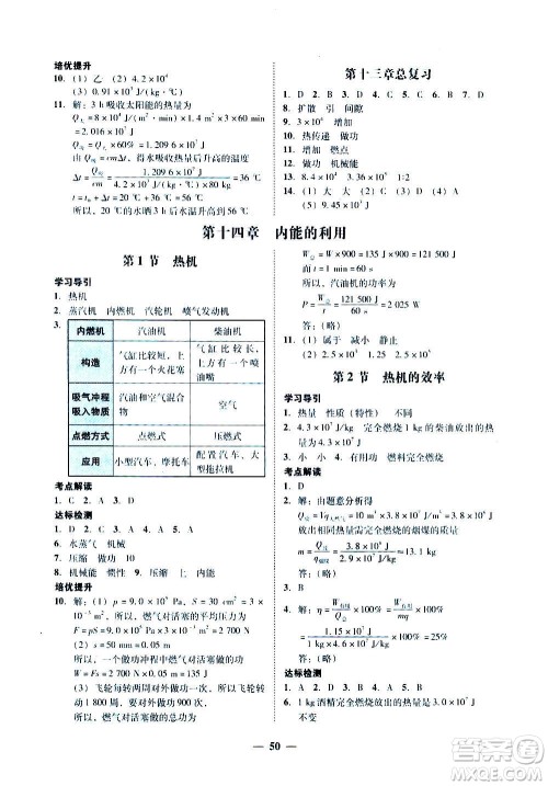广东经济出版社2020年百分导学物理九年级全一册人教版答案