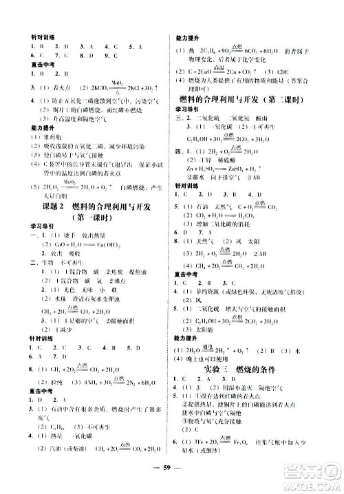 广东经济出版社2020年百分导学化学九年级全一册人教版答案