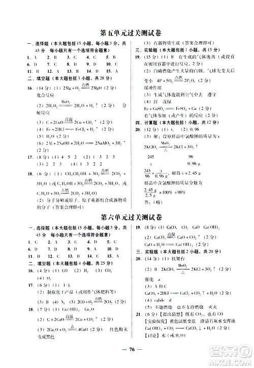 广东经济出版社2020年百分导学化学九年级全一册人教版答案