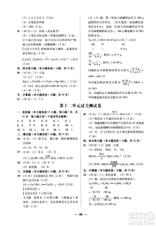 广东经济出版社2020年百分导学化学九年级全一册人教版答案