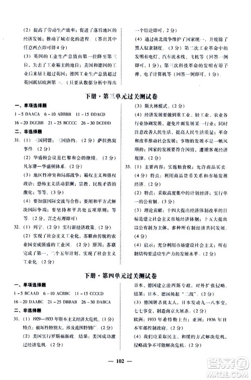广东经济出版社2020年百分导学历史九年级全一册人教版答案 广东经济出版社2020年百分导学历史九年级全一册人教版答案