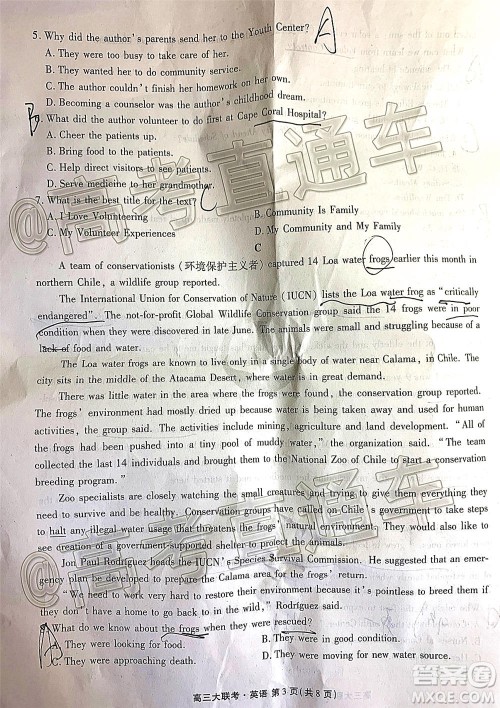 广东省2021届普通高中学业质量联合测评高三英语试题及答案 广东省2021届普通高中学业质量联合测评高三英语试题及答案