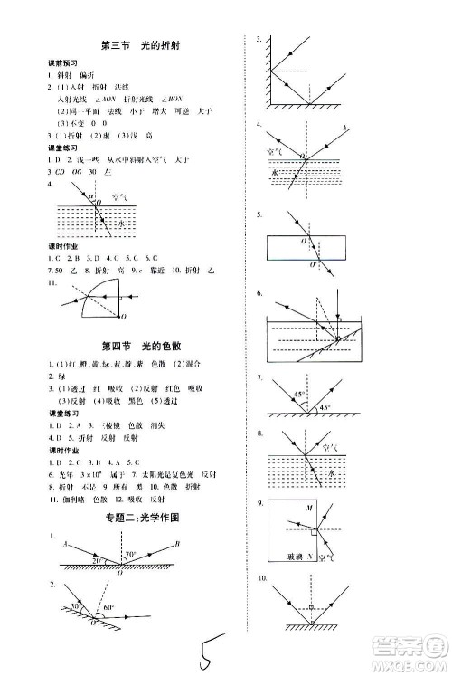 内蒙古少年儿童出版社2020本土攻略物理八年级上册HK沪科版答案