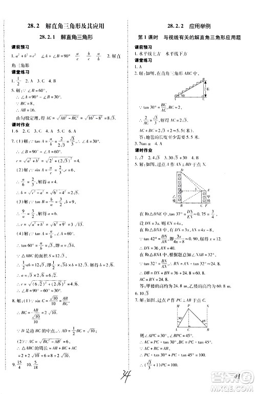 内蒙古少年儿童出版社2020本土攻略数学九年级全一册RJ人教版答案