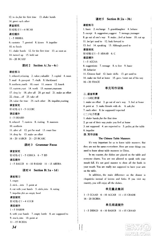 内蒙古少年儿童出版社2020本土攻略英语九年级全一册RJ人教版答案 内蒙古少年儿童出版社2020本土攻略英语九年级全一册RJ人教版答案