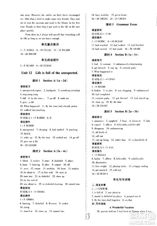 内蒙古少年儿童出版社2020本土攻略英语九年级全一册RJ人教版答案 内蒙古少年儿童出版社2020本土攻略英语九年级全一册RJ人教版答案