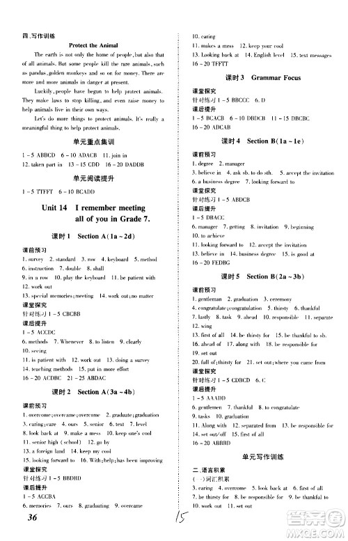 内蒙古少年儿童出版社2020本土攻略英语九年级全一册RJ人教版答案 内蒙古少年儿童出版社2020本土攻略英语九年级全一册RJ人教版答案