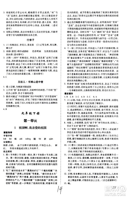 内蒙古少年儿童出版社2020本土攻略语文九年级全一册RJ人教版答案 内蒙古少年儿童出版社2020本土攻略语文九年级全一册RJ人教版答案