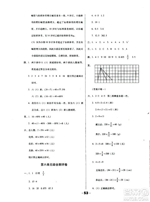 北方妇女儿童出版社2020全程考评一卷通数学六年级上册BS北师版答案
